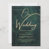 LeahG Emerald Forest Green Gold Wedding Invitation (Devant)
