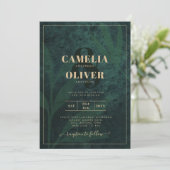 LeahG Emerald Forest Green Gold Wedding Invitation (Debout devant)