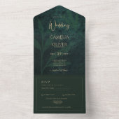 LeahG Emerald Forest Green Gold Wedding Invitation (À l'intérieur)