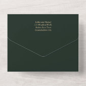 LeahG Emerald Forest Green Gold Wedding Invitation (Verso)