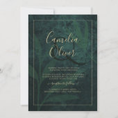 LeahG Emerald Forest Green Gold Wedding Invitation (Devant)