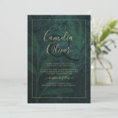 LeahG Emerald Forest Green Gold Wedding Invitation (Debout devant)