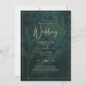 LeahG Emerald Forest Green Gold Wedding Invitation (Devant)
