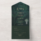 LeahG Emerald Forest Green Wedding INVITE All In One Uitnodiging (Binnen)