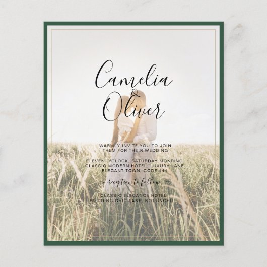 LeahG Emerald Forest Green Wedding INVITE Flyer (Voorkant)