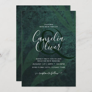 LeahG Emerald Green Feuilles de mariage Invitation