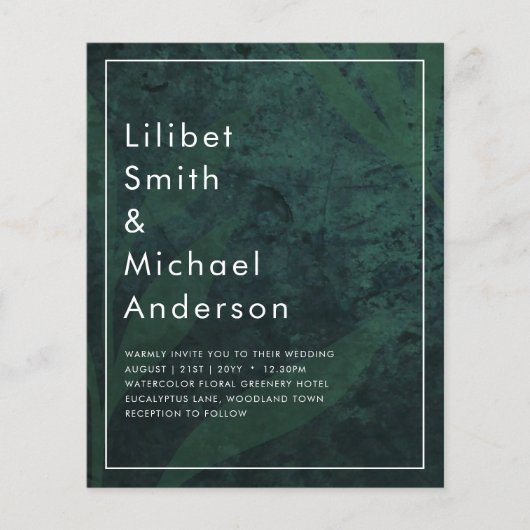 LeahG Emerald Green Feuilles de mariage Invitation (Devant)