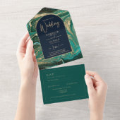 LeahG Emerald Green Gold Agate Mariage Invitation (Déchirure)