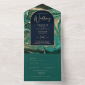 LeahG Emerald Green Gold Agate Mariage Invitation (À l'intérieur)