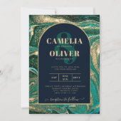 LeahG Emerald Green Gold Agate Mariage Invitation (Devant)
