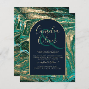 LeahG Emerald Green Gold Agate Wedding Invite