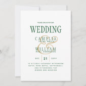 LeahG Emerald Green Gold Modern Wedding Invitation (Devant)