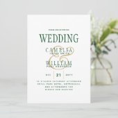 LeahG Emerald Green Gold Modern Wedding Invitation (Debout devant)
