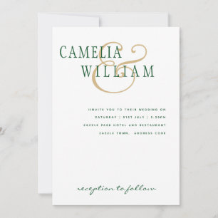 LeahG Emerald Green Gold Modern Wedding Invitation