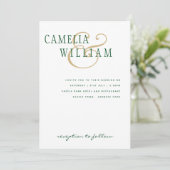 LeahG Emerald Green Gold Modern Wedding Invitation (Debout devant)