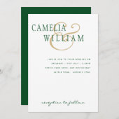 LeahG Emerald Green Gold Modern Wedding Invitation (Devant / Derrière)