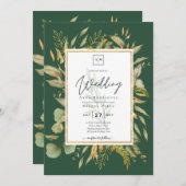 LeahG Emerald Green Greenery Mariage Invitation (Devant / Derrière)