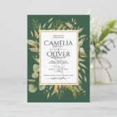 LeahG Emerald Green Greenery Mariage Invitation (Debout devant)