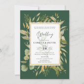 LeahG Emerald Green Greenery Mariage Invitation (Devant)