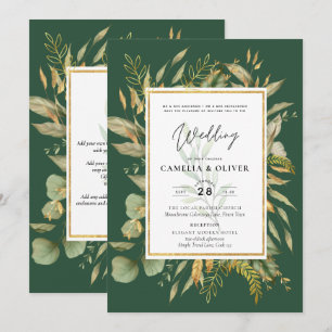 LeahG Emerald Green Greenery Mariage Invitation