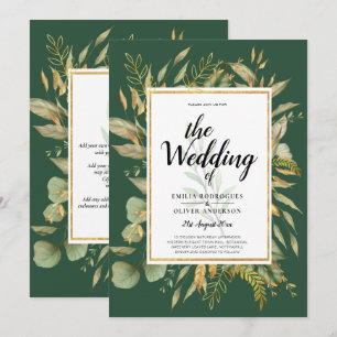 LeahG Emerald Green Greenery Mariage Invitation