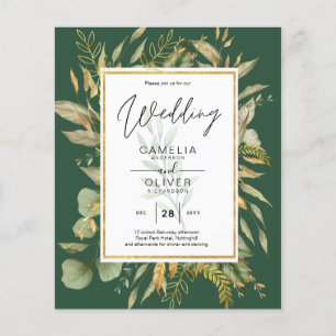 LeahG Emerald Green Greenery Wedding Invite Flyer