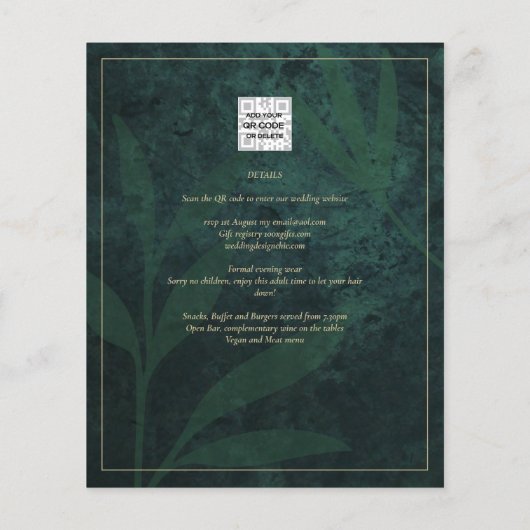 LeahG Emerald Green Photo Overlay Wedding Invite (Achterkant)