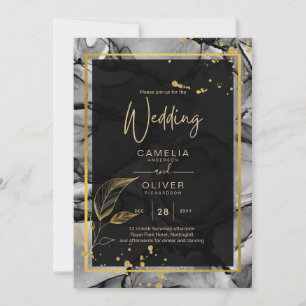 LeahG® Encre alcoolique Noir Or Mariage INVITATION