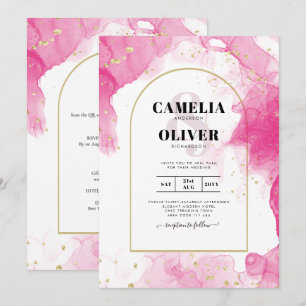 LeahG ENCRE ROSE DORÉE Faire-part de mariage abstr