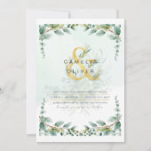 LeahG Eucalyptus Greenery Gold Wedding Invitation (Devant)