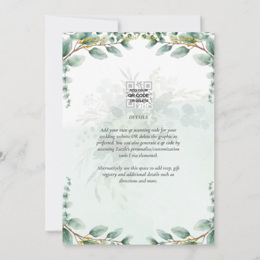 LeahG Eucalyptus Greenery Gold Wedding Invitation (Dos)