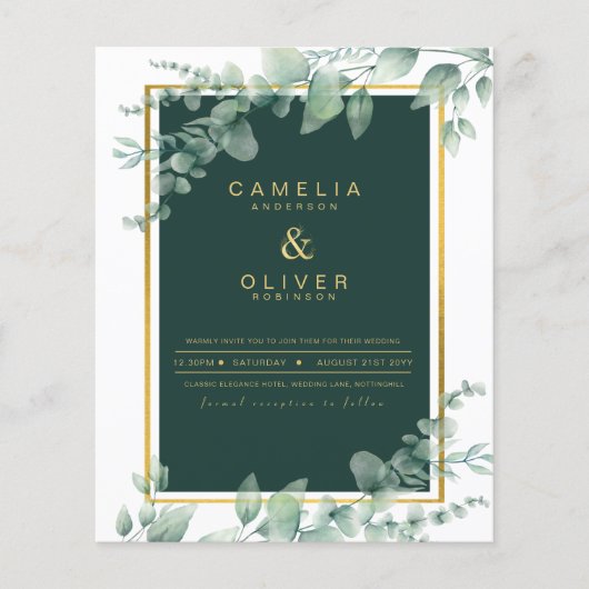 LeahG Eucalyptus Greenery Gold WEDDING QR CODE (Voorkant)