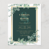 LeahG Eucalyptus Greenery Gold WEDDING QR CODE Flyer (Voorkant)