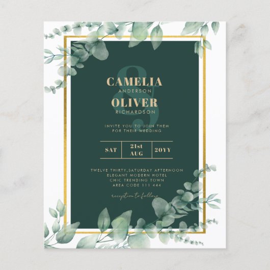 LeahG Eucalyptus Greenery Gold WEDDING QR CODE Flyer (Voorkant)