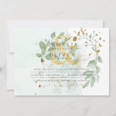 Leahg Eucalyptus Greenery Gold Wedding QR CODE IN Kaart (Voorkant)