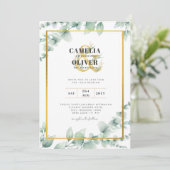 LeahG Eucalyptus Groenelementen Gouden TROUW QR CO Kaart (Staand voorkant)