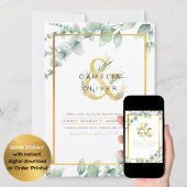 LeahG Eucalyptus Groenelementen Gouden TROUW QR CO Kaart