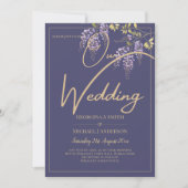 LeahG Faire-part de mariage floral WISTERIA or pou (Devant)