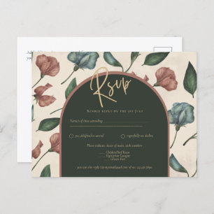 LeahG Forest Green Terracotta FALL Wedding RSVP Briefkaart