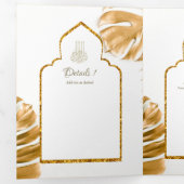 LeahG Goud Wit Islamitisch Moslim Bruiloft Uitnodi Drieluik Uitnodiging (Binnenzijde eerst)