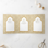 LeahG Goud Wit Islamitisch Moslim Bruiloft Uitnodi Drieluik Uitnodiging (Binnen)