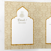 LeahG Goud Wit Islamitisch Moslim Bruiloft Uitnodi Drieluik Uitnodiging (Binnenzijde eerst)