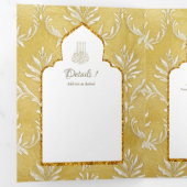 LeahG Gouden Witte Islamitische Moslim Trouwkaarte Drieluik Uitnodiging (Binnenzijde eerst)