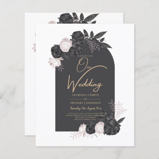 LeahG Gray Roses Modern Herfst Winter Wedding (Voorkant / Achterkant)