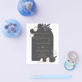 LeahG Gray Roses Modern Herfst Winter Wedding Flyer (Enkel)