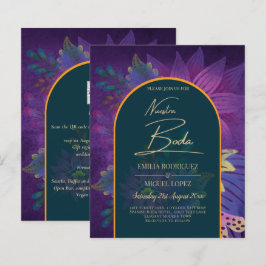 LeahG Green Paars Gold JEWEL TONES Wedding INVITE