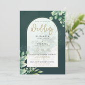 LeahG Greenery Gold PHOTO Mariage Invitation (Debout devant)