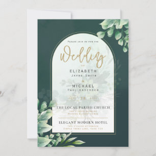LeahG Greenery Gold PHOTO Mariage Invitation