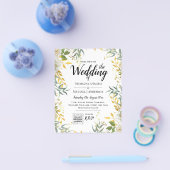 LeahG Greenery Gold Wedding QR CODE RSVP INVITE Flyer (Enkel)