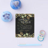 LeahG Groene Bladeren Zwarte Gouden Trouw Uitnodig Flyer (Enkel)